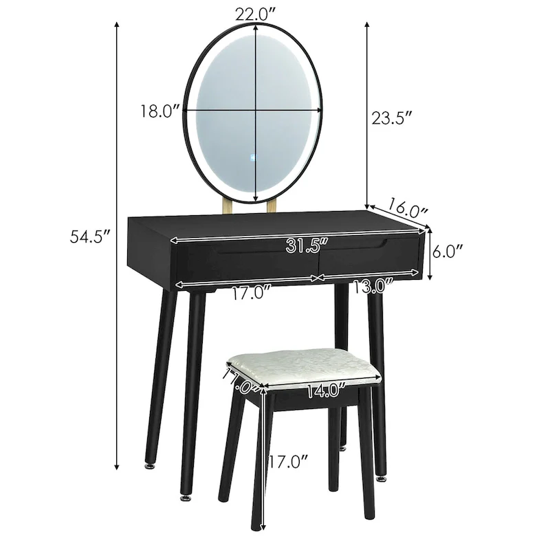 Costway Vanity Makeup Table Touch Screen 3 Lighting Modes Dressing - See Details