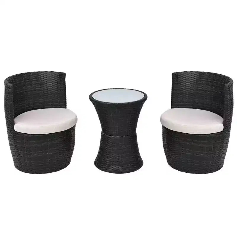 vidaXL Patio Bistro Set Patio Round Table Set Conversation Set Rattan