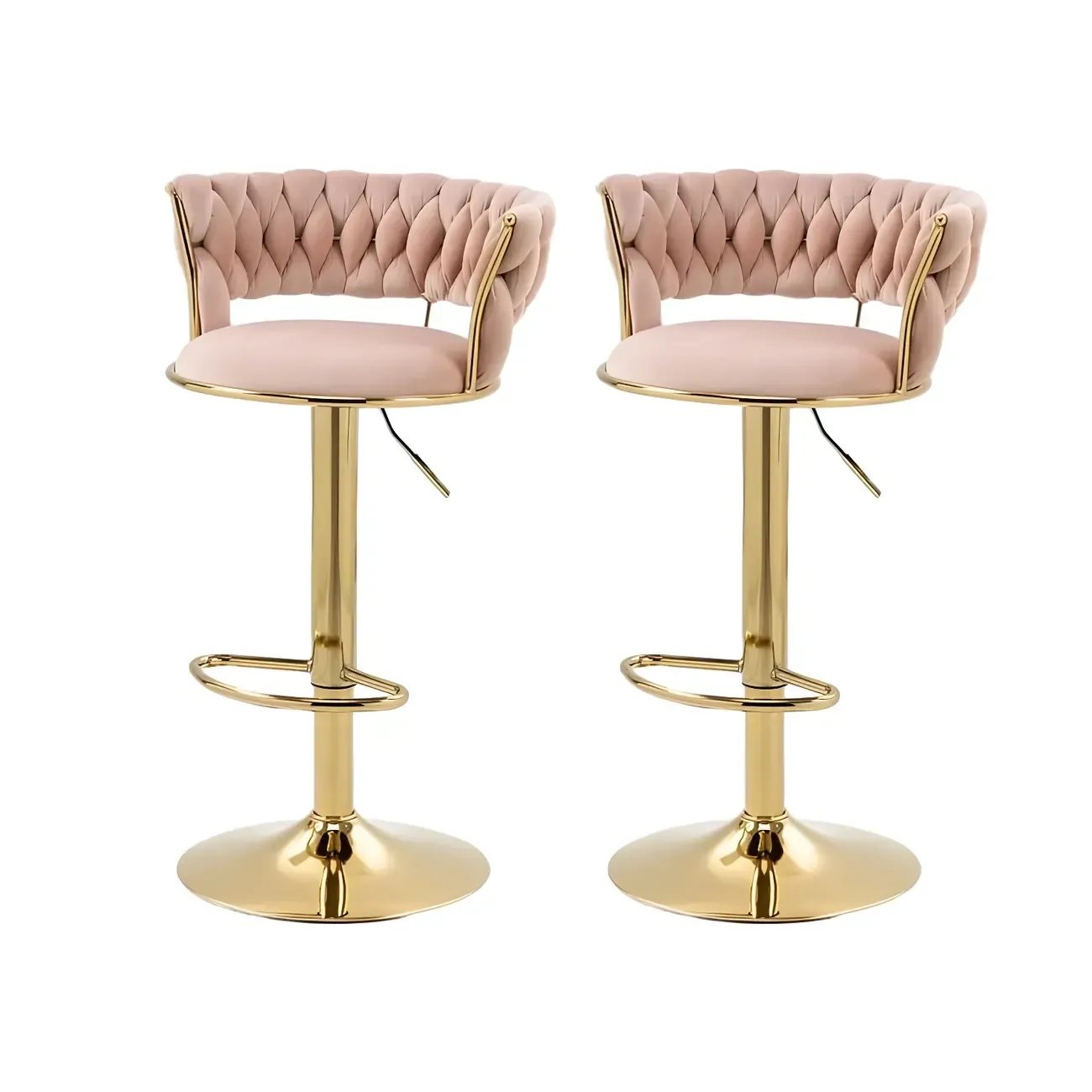 Gold Base Low Back Adjustable Swivel Bar Stool