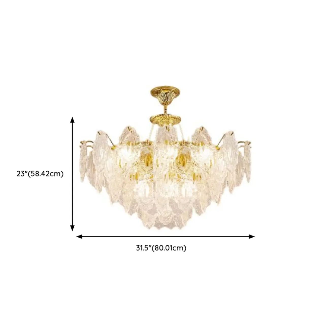 Luxurious Gold Crystal Leaf Round Pendant Chandelier