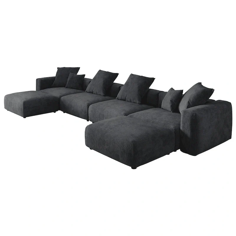 U-Shaped Luxurious Modular Sectional Couch with Chaise Ottoman