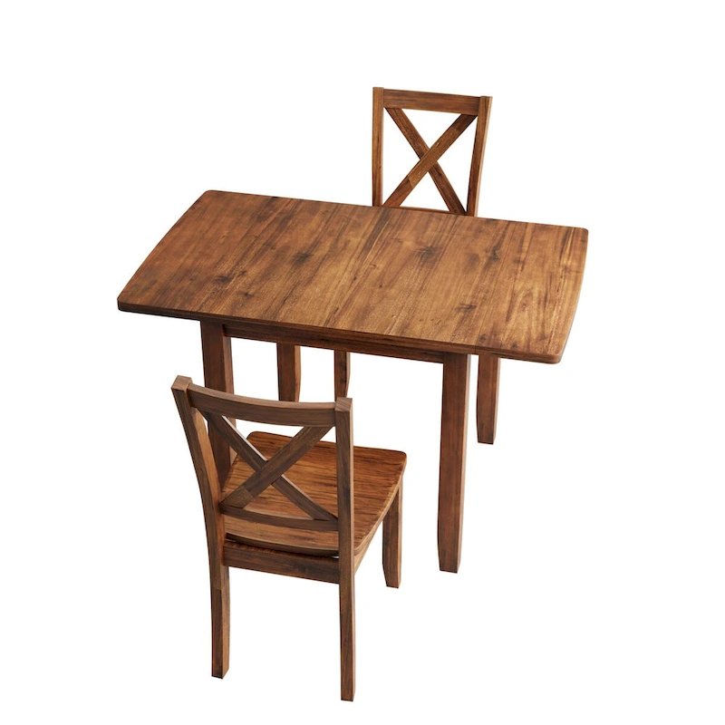 3-Piece Wood Drop Leaf Breakfast Nook Dining Table Set