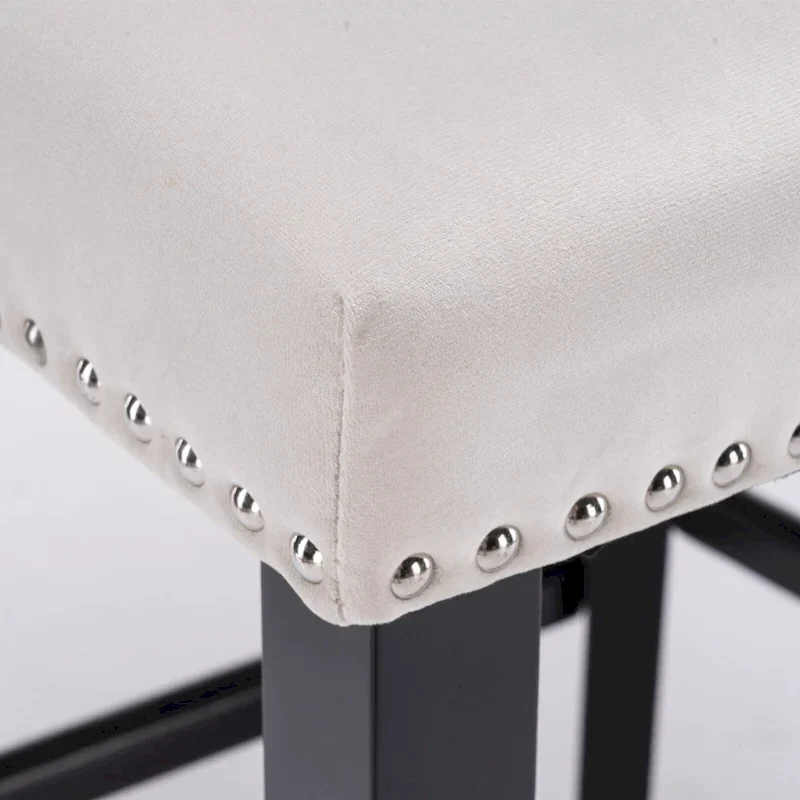 Velvet Wing-Back Barstools with Button Tufting – Set of 2
