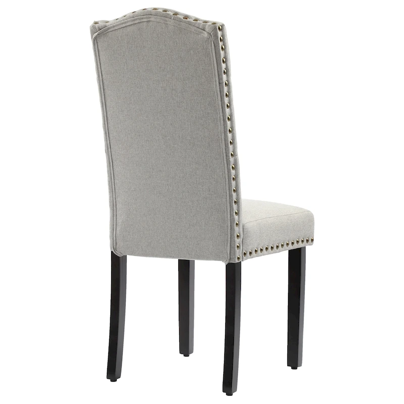 Solid Wood Tufted Dining Chairs, Kitchen Dining Room Chairs with Bronze Nailhead Trim Set of 2