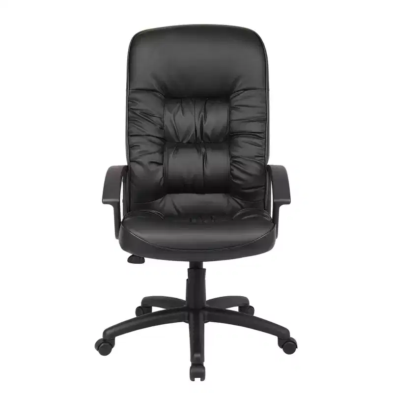 High Back LeatherPlus Chair Black - Boss Office Products: Ergonomic, Adjustable, Swivel, Casters/Wheels