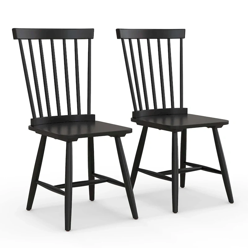 Black / Natural Armless Spindle Back Dining Chair
