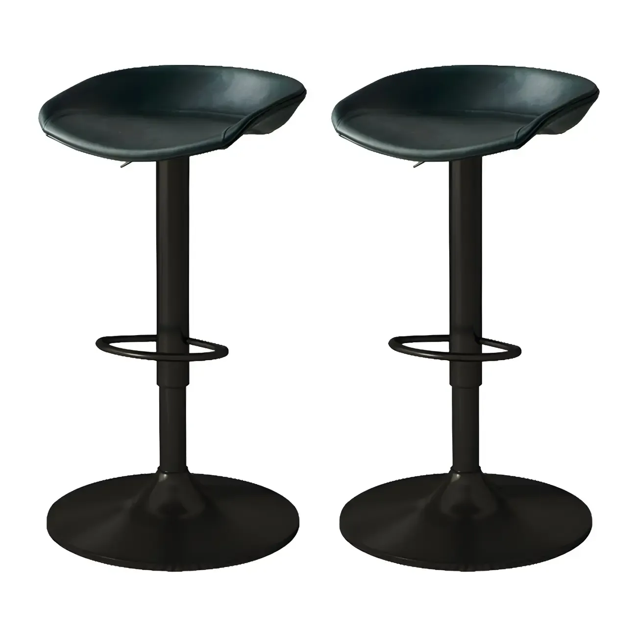 Modern Leather Black Pedestal Swivel Adjustable Bar Stool