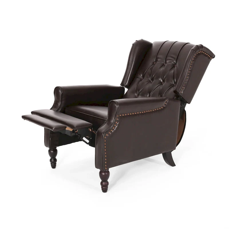 Classic Tufted Bonded Leather Recliner Set (2-Piece) with Nailhead Trim