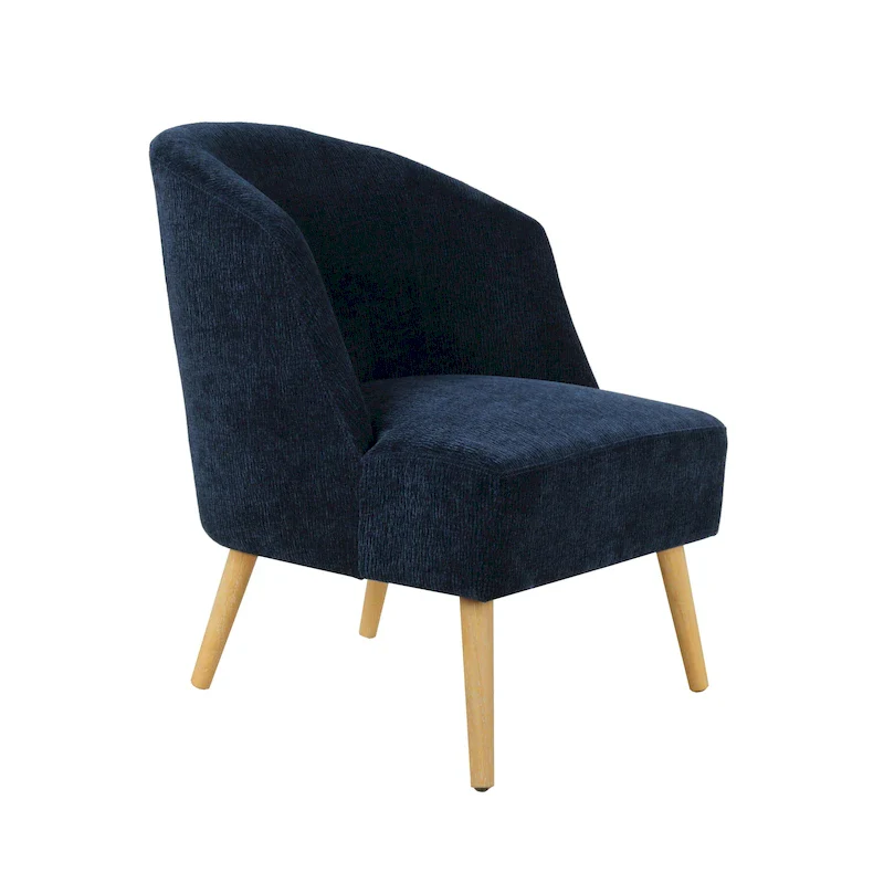 Corduroy Accent Barrel Chair with Rubberwood Legs