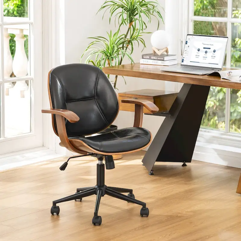 Old / Russet / Black & Brown Faux Leather Ergonomic Office Chair – Modern Style, Single Use