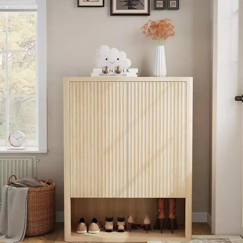 44.5 Tall Shoe Cabinet with Doors, 5-Tier Wooden Shoe Storage Cabinet with Adjustable Shelves, Shoe Organizer Rack for Entryway, Hallway