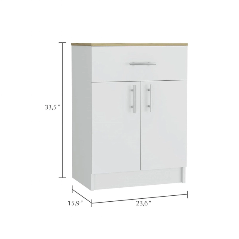 34 Light Oak and White Pantry Cabinet