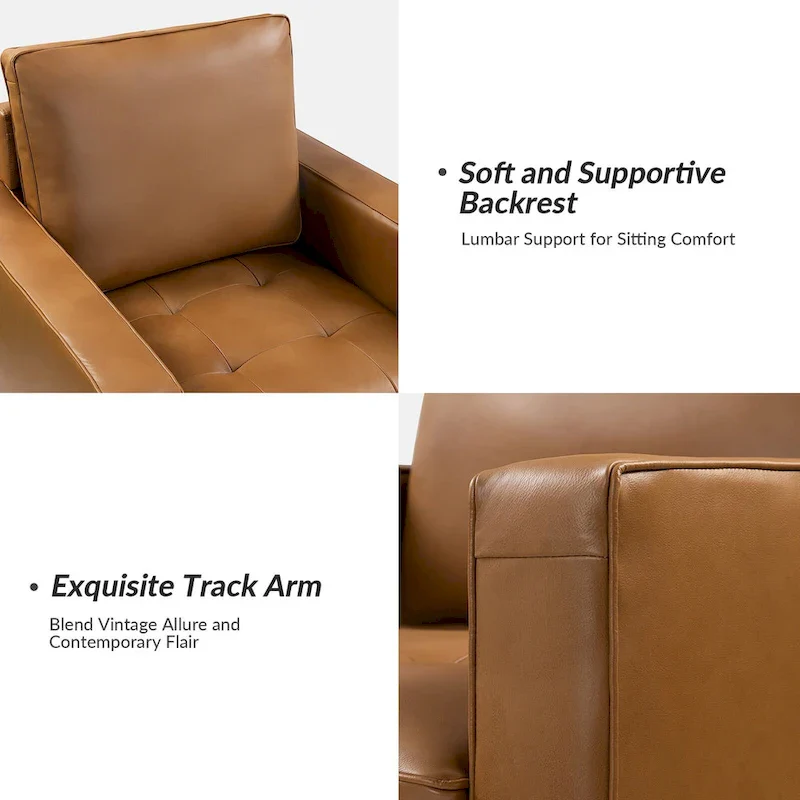 Elizabeth Mid-century Genuine Leather Arm Chair Set of 2 by HULALA HOME