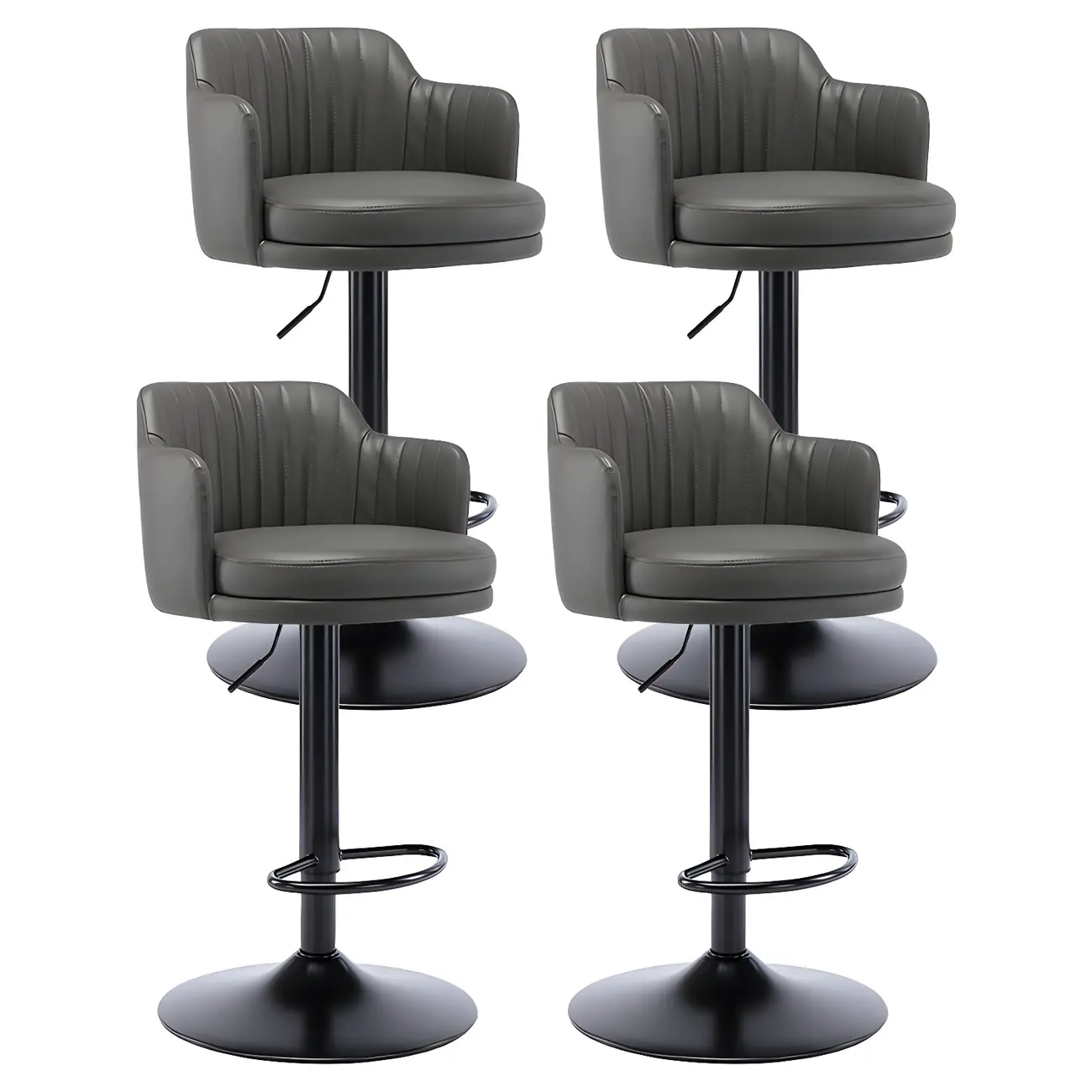 Modern Leather Armrests Swivel Adjustable Bar Stool