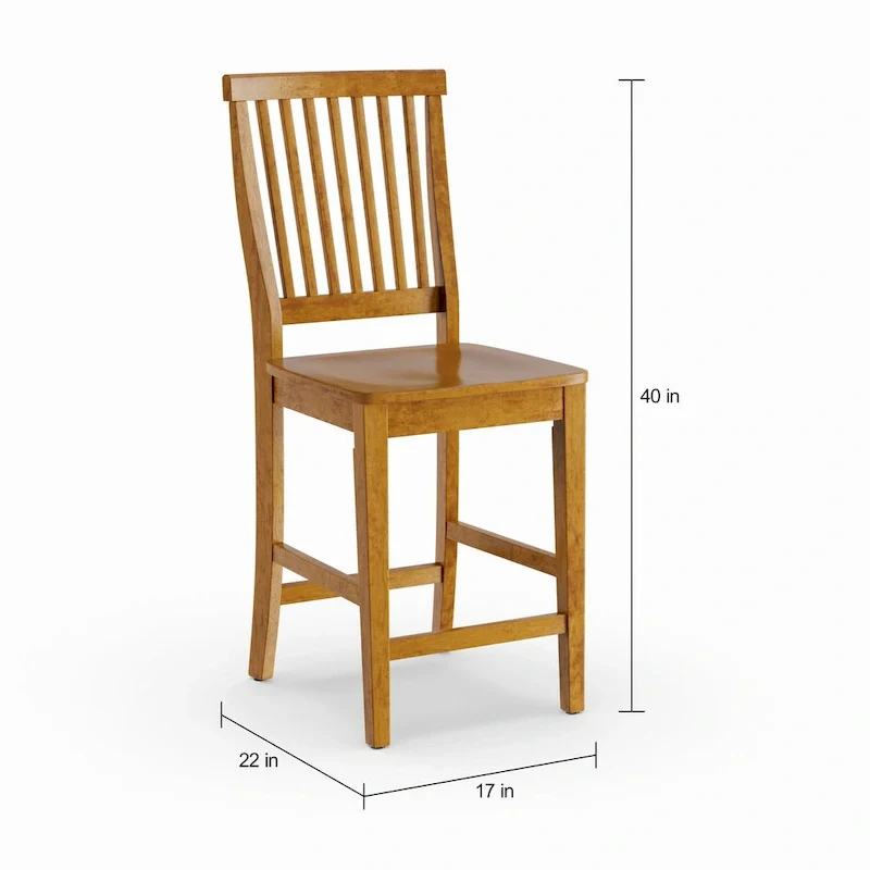 Counter Stool with Oak Finish and Contoured Seat
