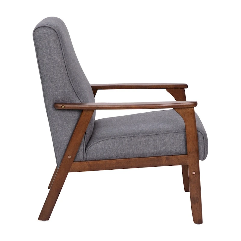 Mid-Century Modern Arm Chair with Wooden Frame and Arms