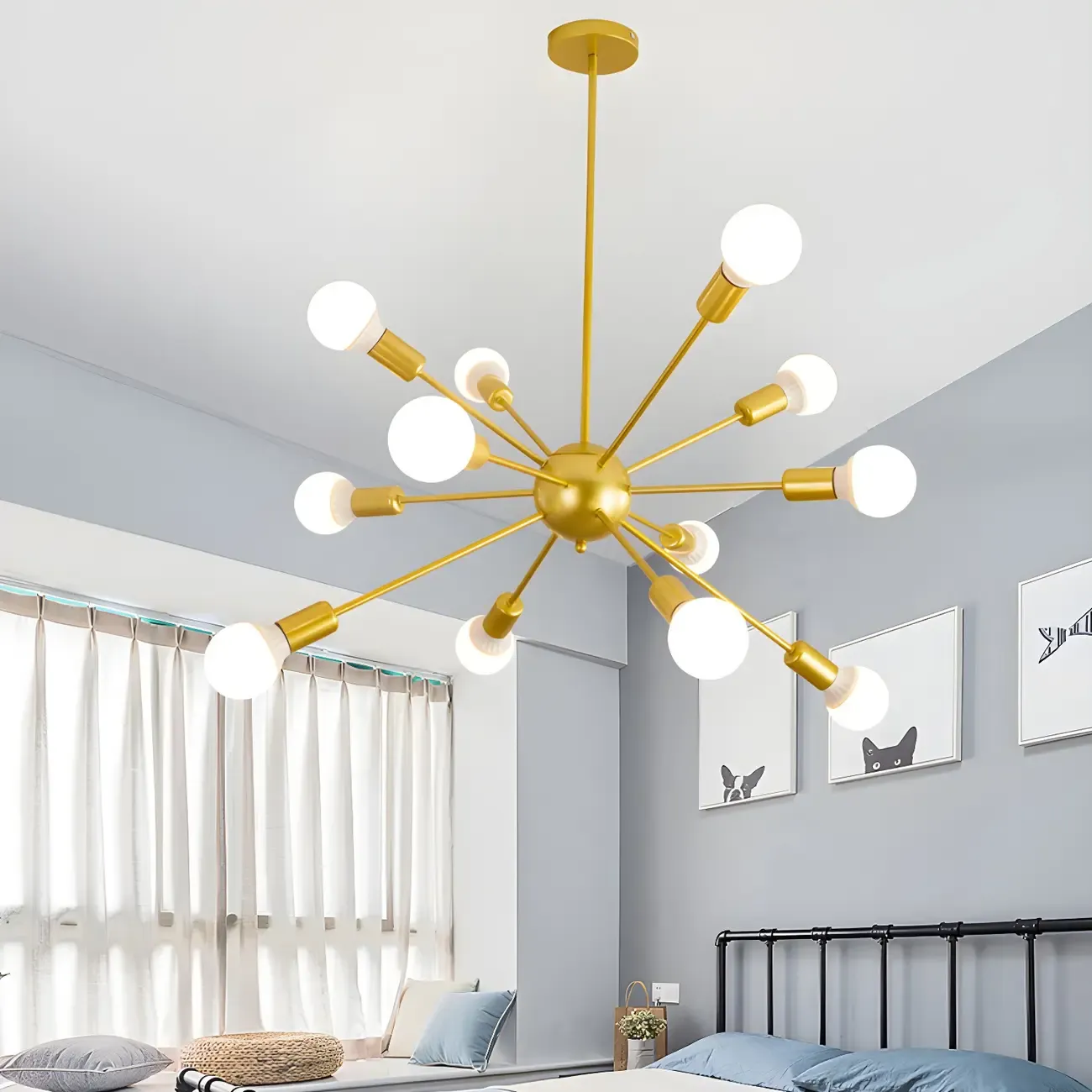Modern LED Gold Globe Sputnik Chandelier