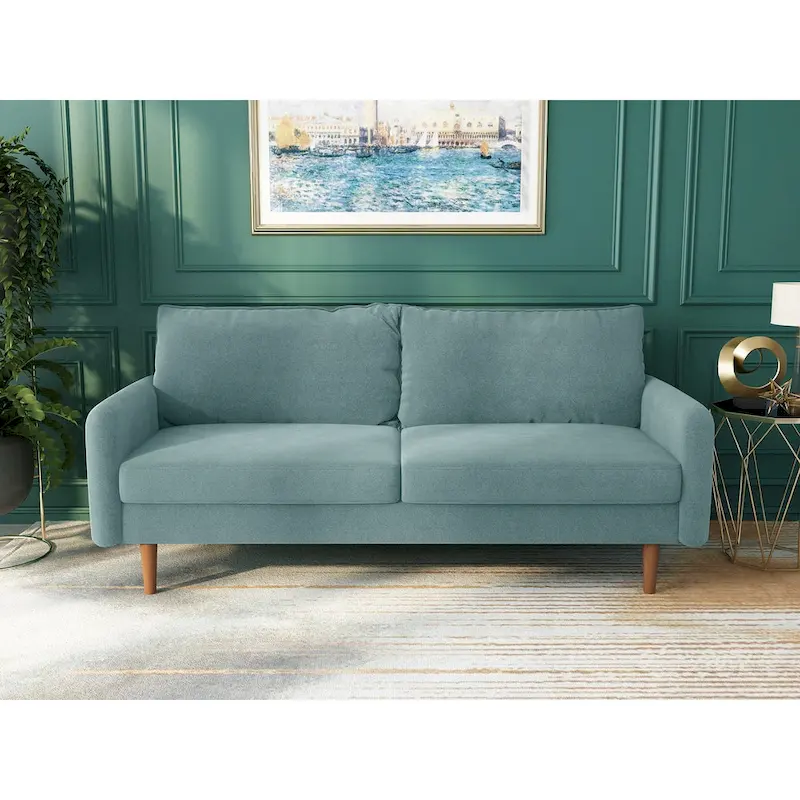 Velvet Square Arm Sofa - Multiple Colors, Contemporary Design, Seats 2-3