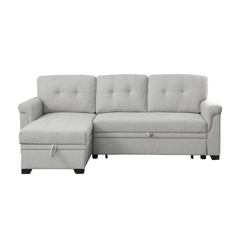 Lucca 84-inch Reversible Sleeper Sectional Sofa with Storage Chaise - 84 W x 54 D x 35 H