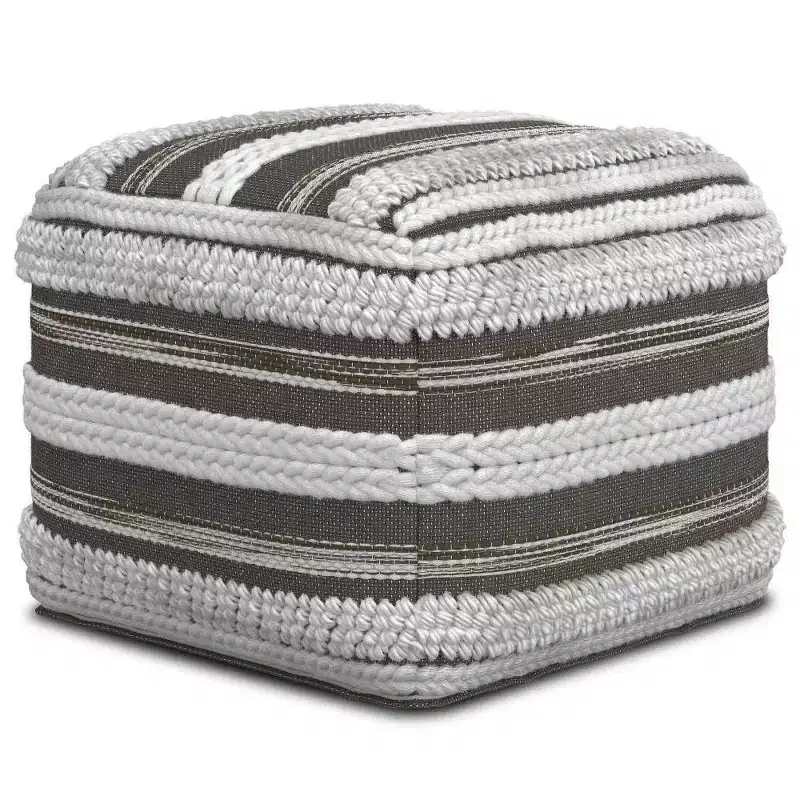 Silva Square Pouf Natural/Taupe Gray - WyndenHall