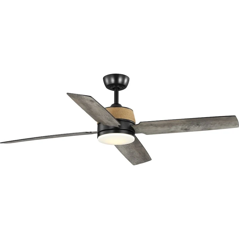 Schaffer II Collection 56 in. Four-Blade Matte Black Modern Organic Ceiling Fan - 56 in x 56 in x 15.5 in