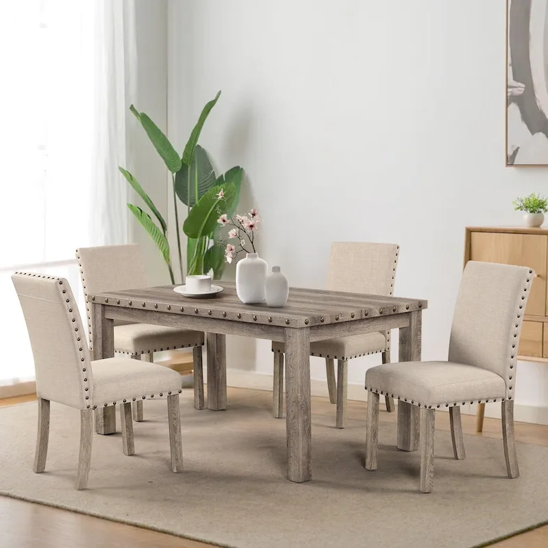 Morden Fort Farmhouse Dining Set Rectangular Table Chair 5-piece