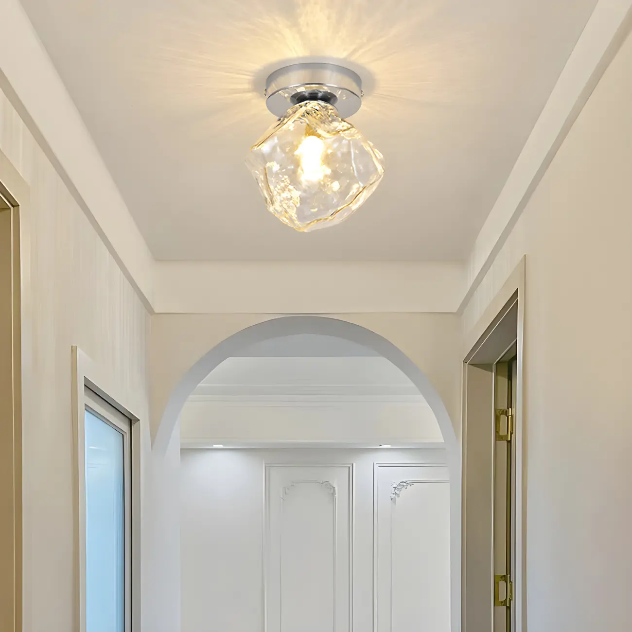Transparent Semi Flush Ceiling Light for Hallway Elegance