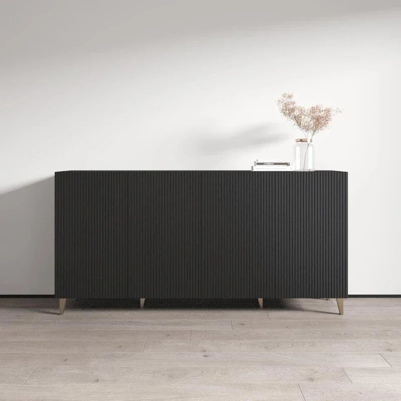 Black / White / Oak Matte 4-Door Sideboard – Single