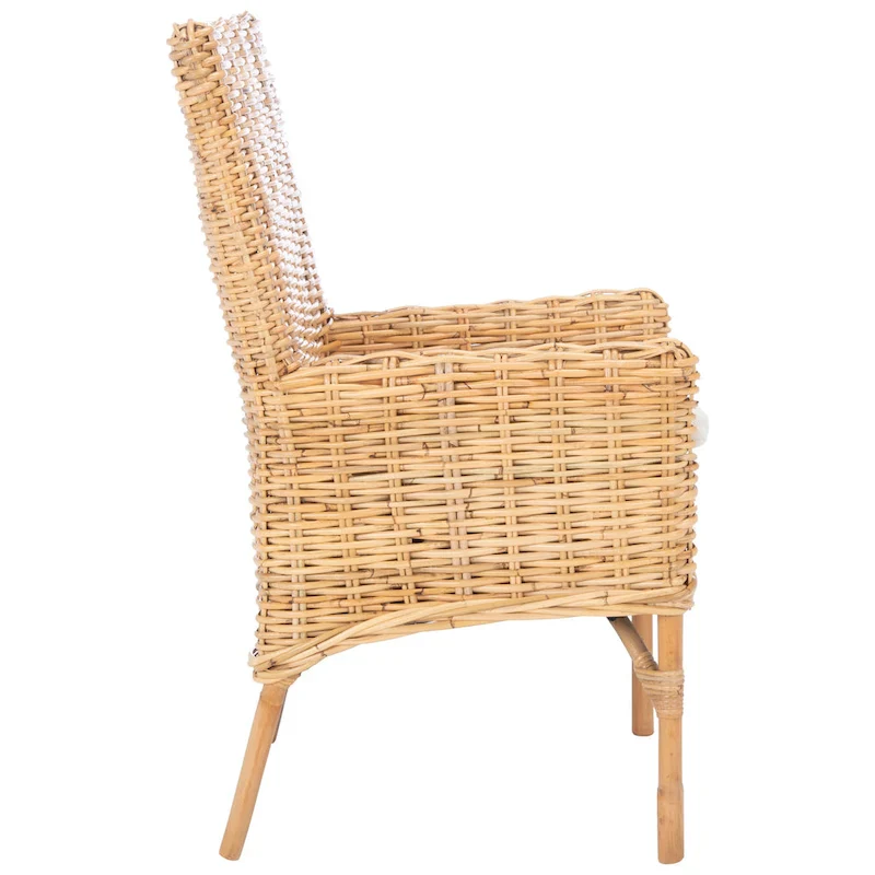 SAFAVIEH Winnifred Coastal Rattan Accent Chair with Cushion - 18.5  W x 22.8  L x 38.2  H - 19Wx23Dx38H