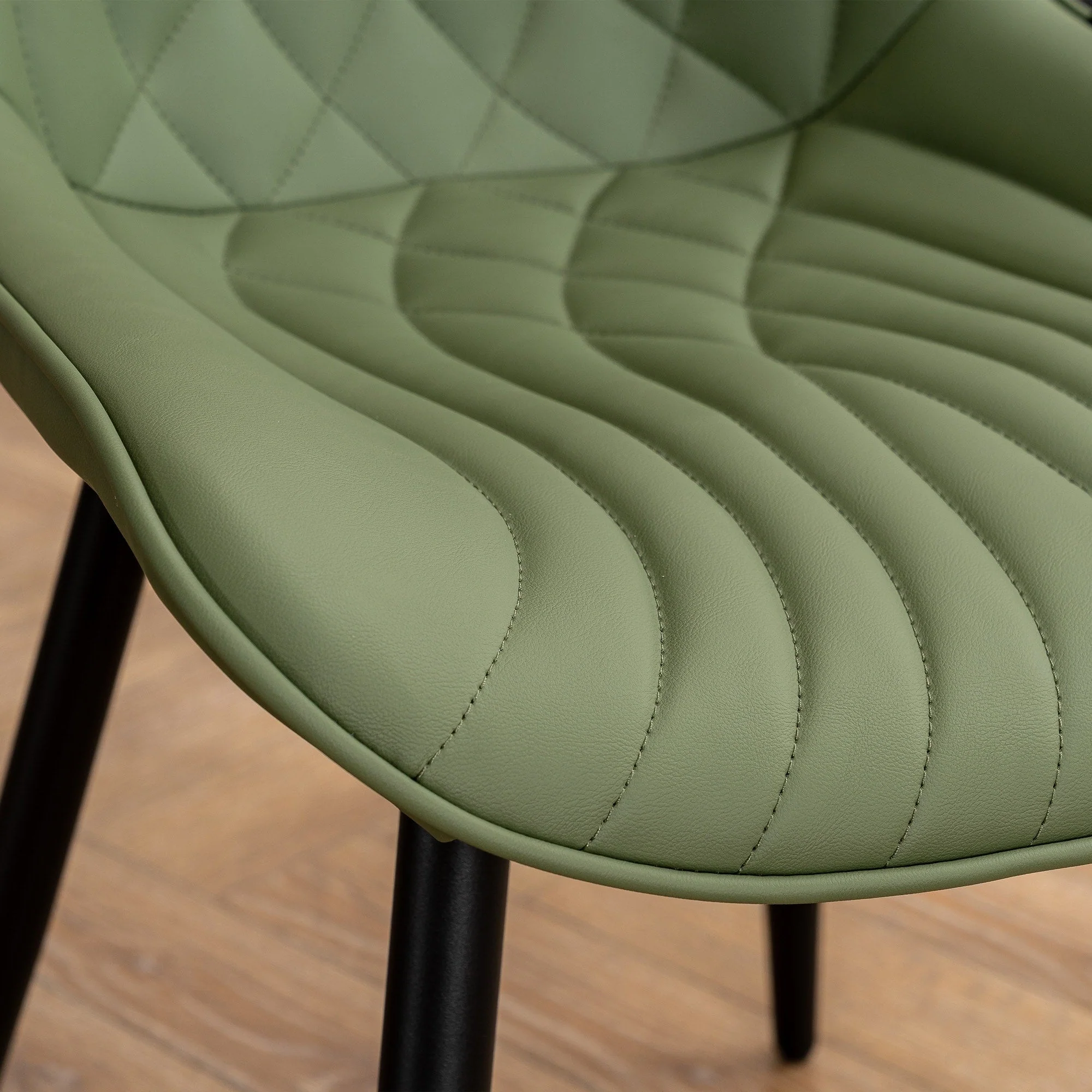 Modern Upholstered Leather Armless Dining Chairs Set of 2