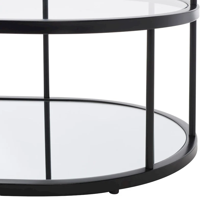 Gold / Matte Black 2-Tier Glass Coffee Table, 42