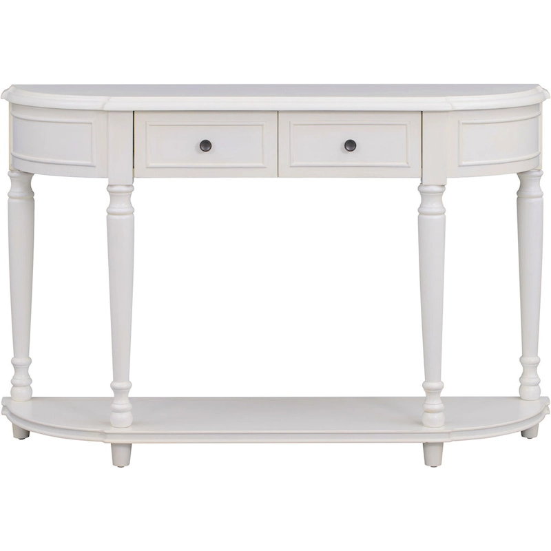 Retro Circular Curved Design Console Table with Open Style Shelf