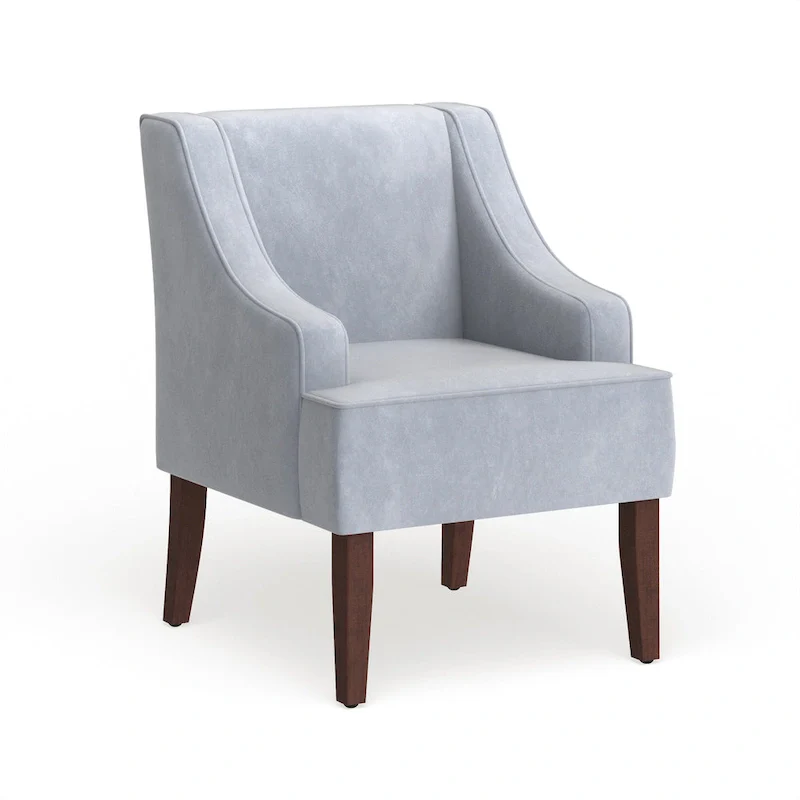 Dove Grey Velvet Swoop Arm Accent Chair, Seats 1