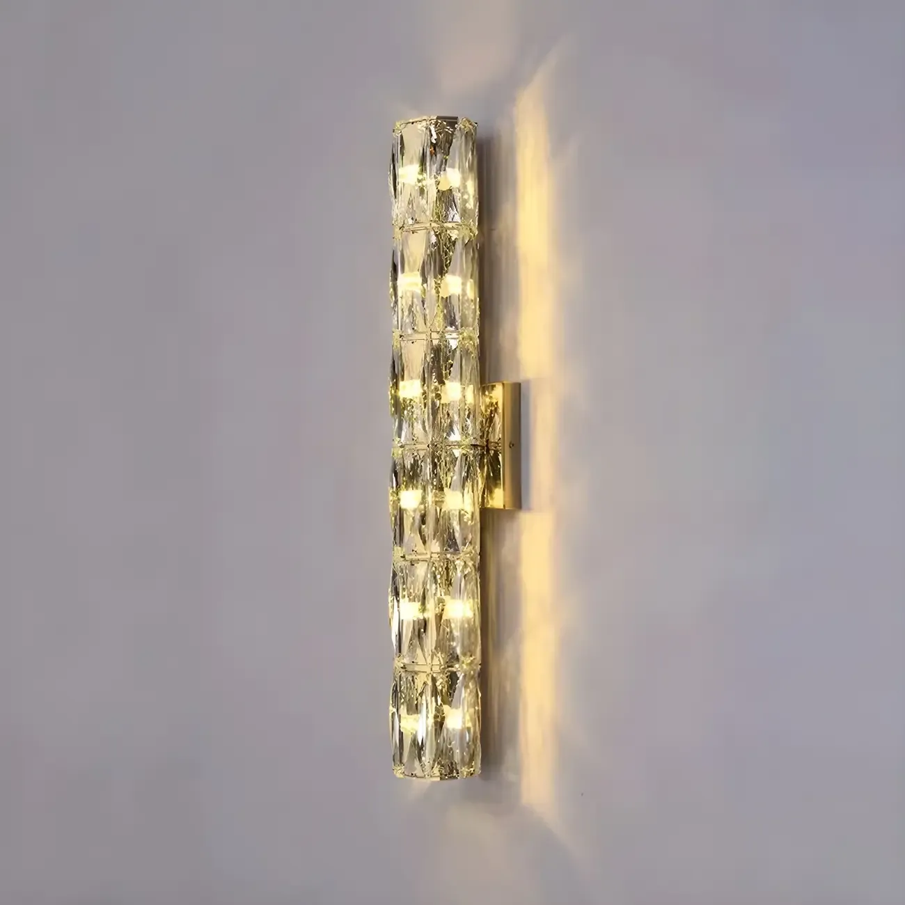 Modern 4-Light Chrome Crystal Cylinder Wall Sconce Light Fixture