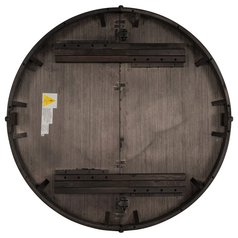 Farmhouse Round Extendable Dining Table with 16 Leaf Wood