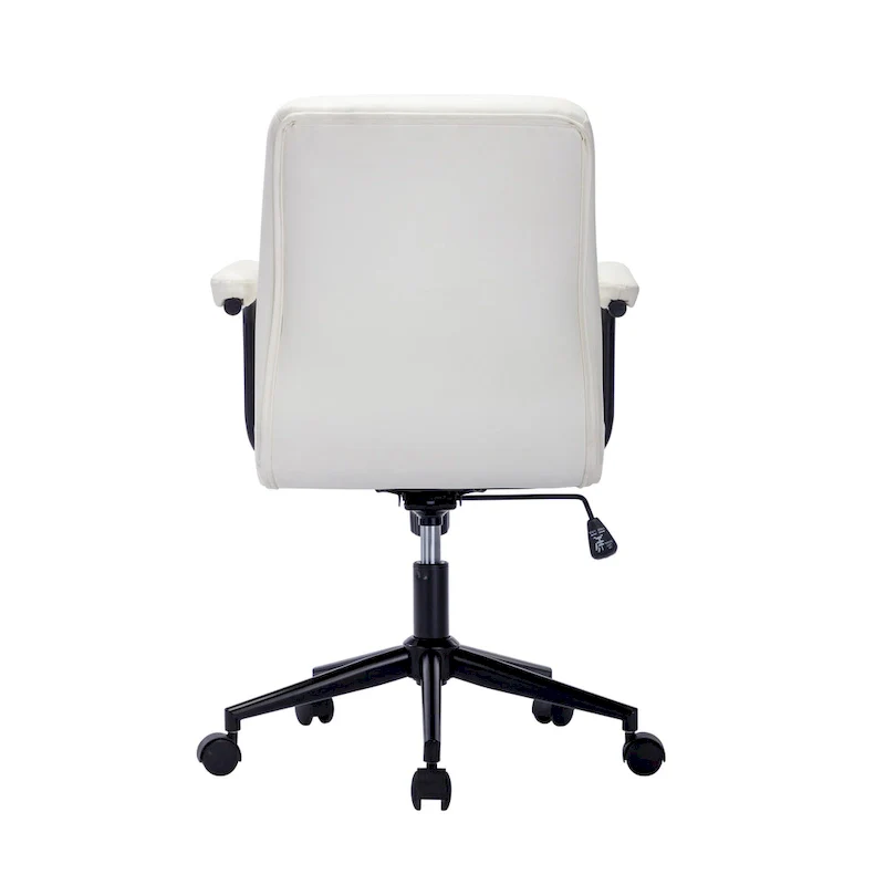 Brown / White / Black Button-Tufted PU Leather Office Chair with Steel Base & Central Tilt – 1-Person