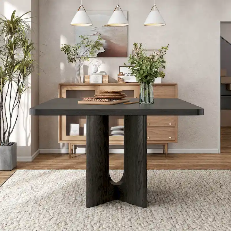 54-Inch Square Solid Wood Counter Height Dining Table - Modern Style