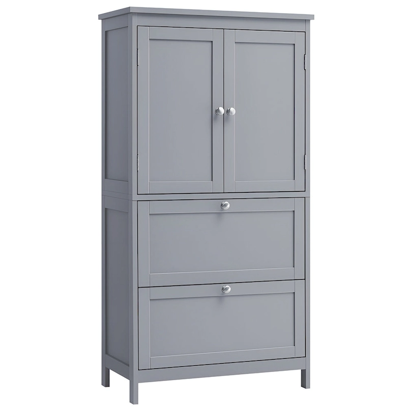 Modern Tall Freestanding Bathroom Storage Cabinet with 2 Drawers and Adjustable Shelf - 11.8D x 23.6W x 43.3H
