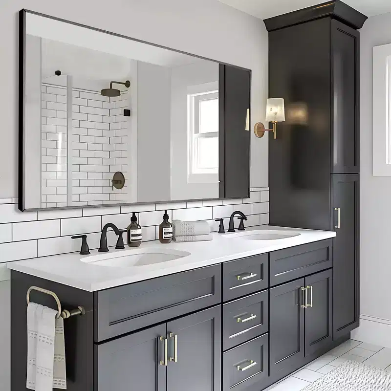 59*35 Rectangle Full-Body Mirror, Black Aluminum Alloy Frame Full Length Mirror, Vanity Mirror for Bathroom, Bedroom Entryway, Living/Dressing Room