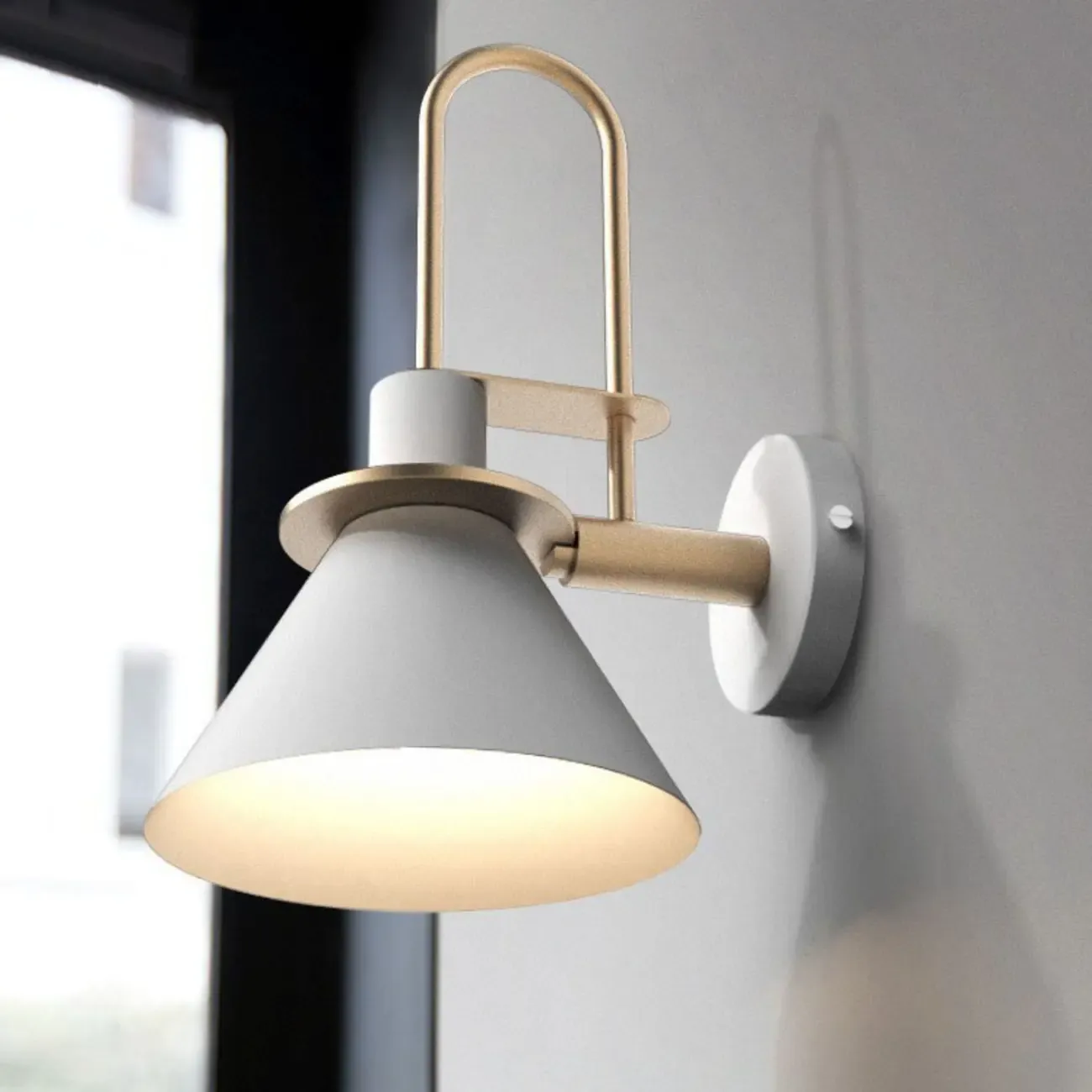 Modern 1-Light Cone Bath Vanity Light with Iron Shade