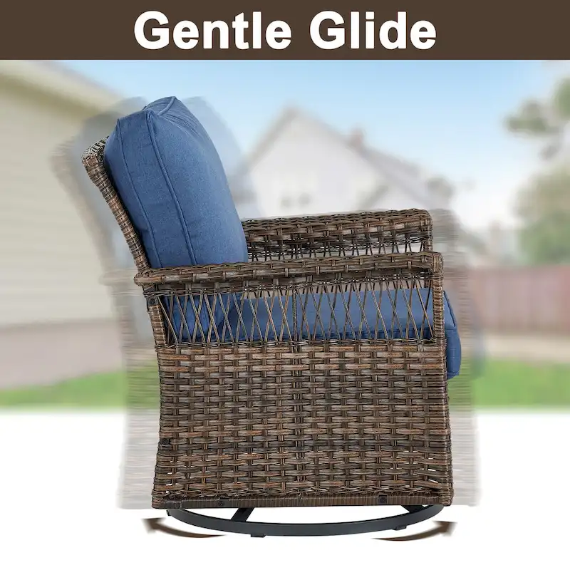 Gymojoy 3 Peices Patio Chairs with Coffee Table - Brown