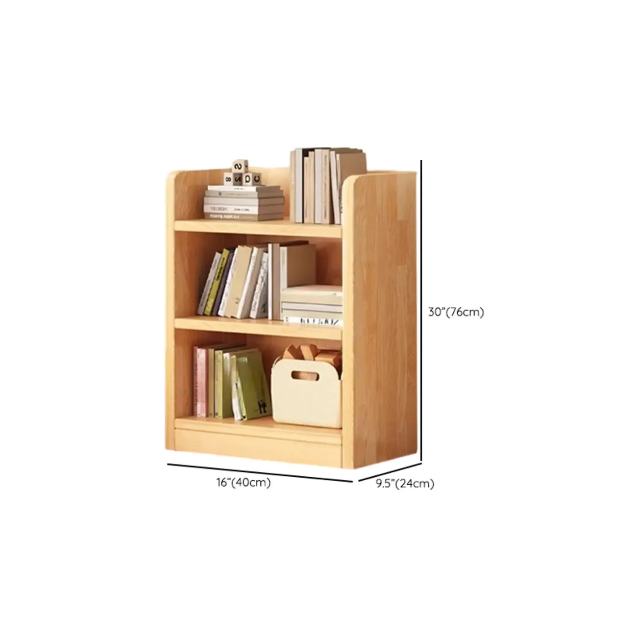 Narrow Vertical Modern Wooden Bookcase in Natural Finish