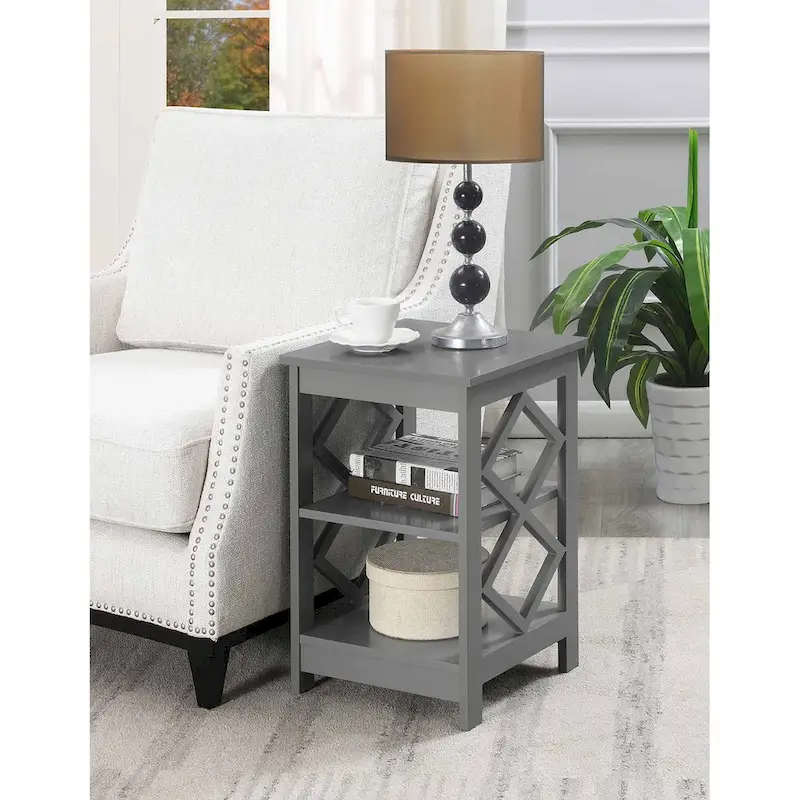 Convenience Concepts Diamond End Table with Shelves