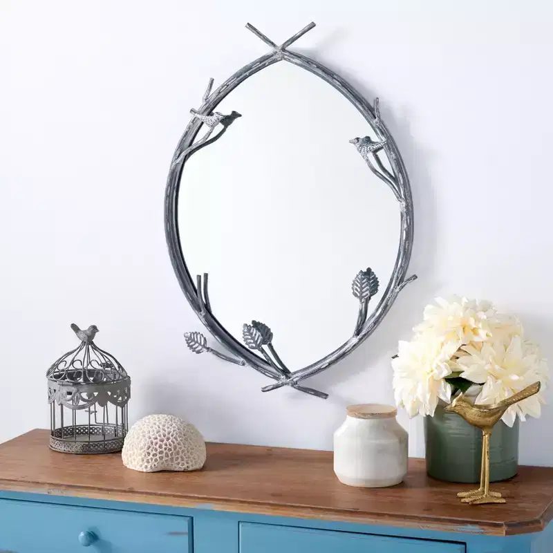 Helios Mirror - 18.8 x 27.3 - MRR3043 - Silver - Safavieh