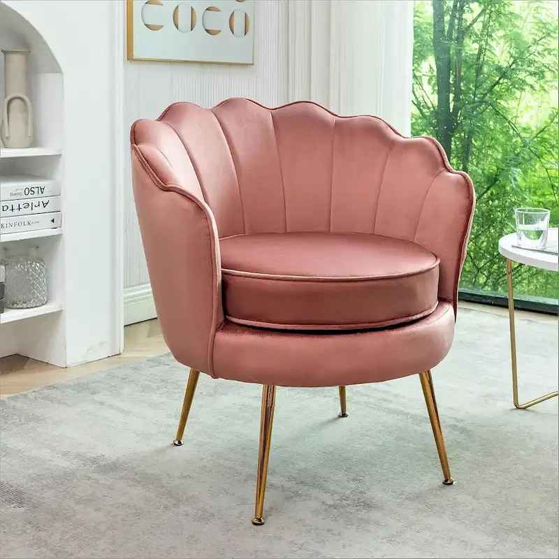 Cavett 28.3 Wide Velvet Barrel Chair with Gold Metal Legs