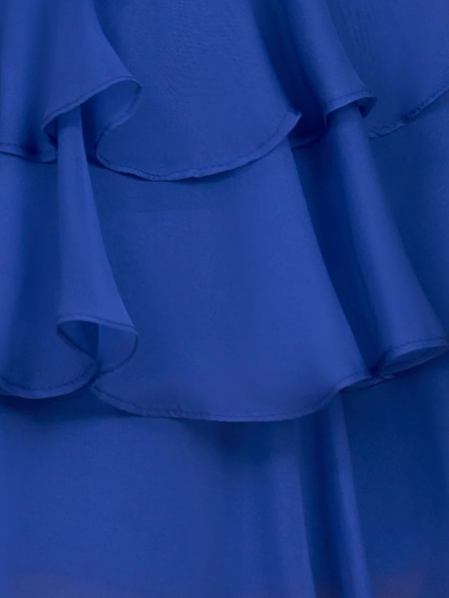 Royal Blue - Strapless A Line Ruffles Homecoming Dress With Beading
