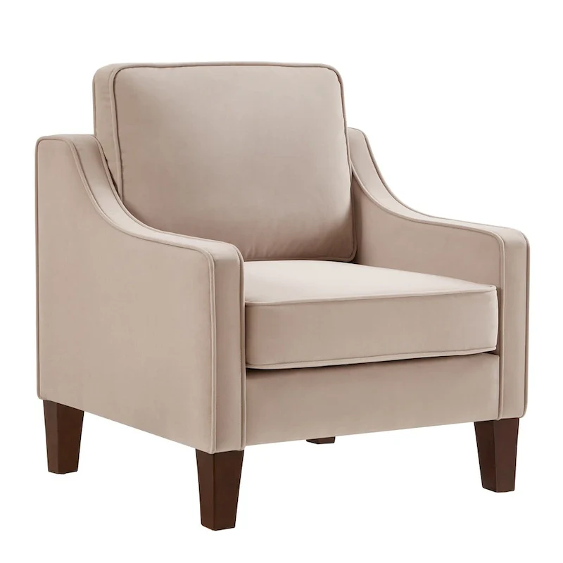 Upholstered Velvet Accent Chair with Wooden Legs