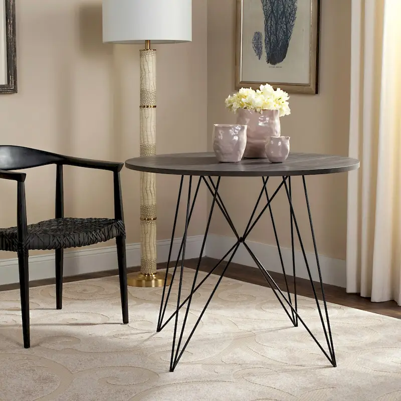 Dark Grey / Black Round Dining Table - 35.4 x 35.4 x 29.5