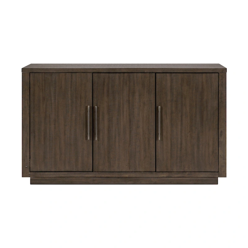 Olia 60 Inch Sideboard Buffet Server, 3 Cabinets, Adjustable Shelves, Brown