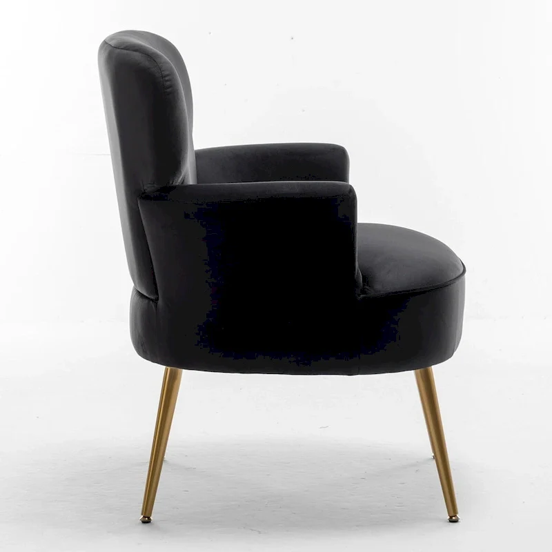 Velvet Accent Chair with Gold Metal Legs